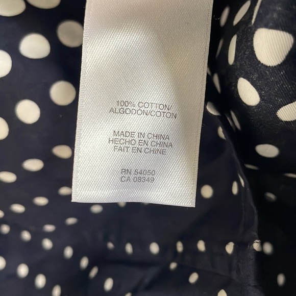Jones New York Signature Women’s Geometric Polka Dots Blouse Navy/White L - Picture 6 of 7